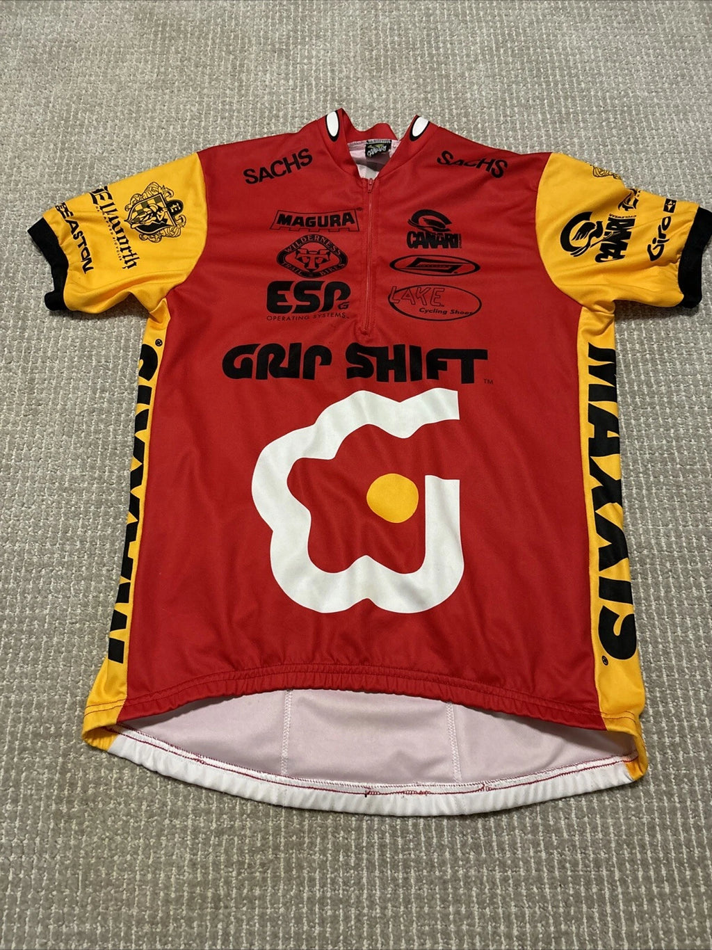 Vintage Rock Shox Grip Shift Mountain Bike Jersey Cook Bros Maxxis L Large