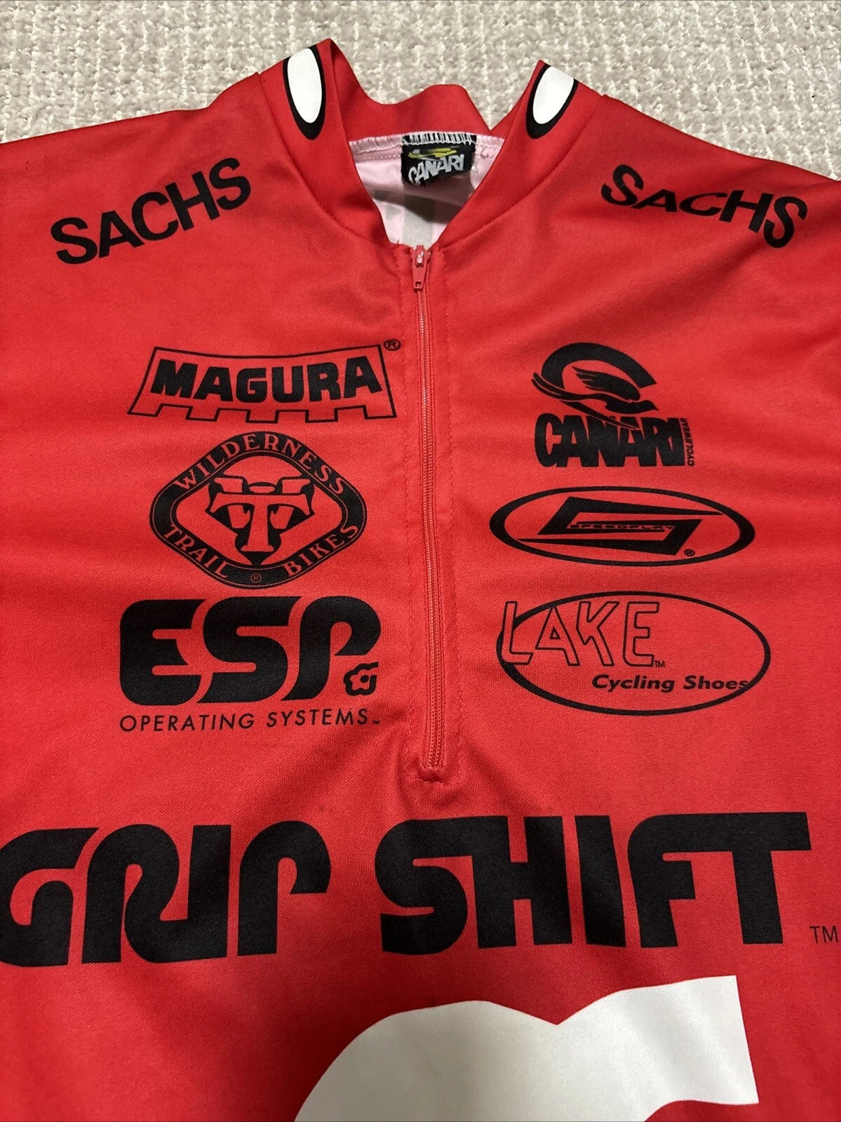 Vintage Rock Shox Grip Shift Mountain Bike Jersey Cook Bros Maxxis L Large