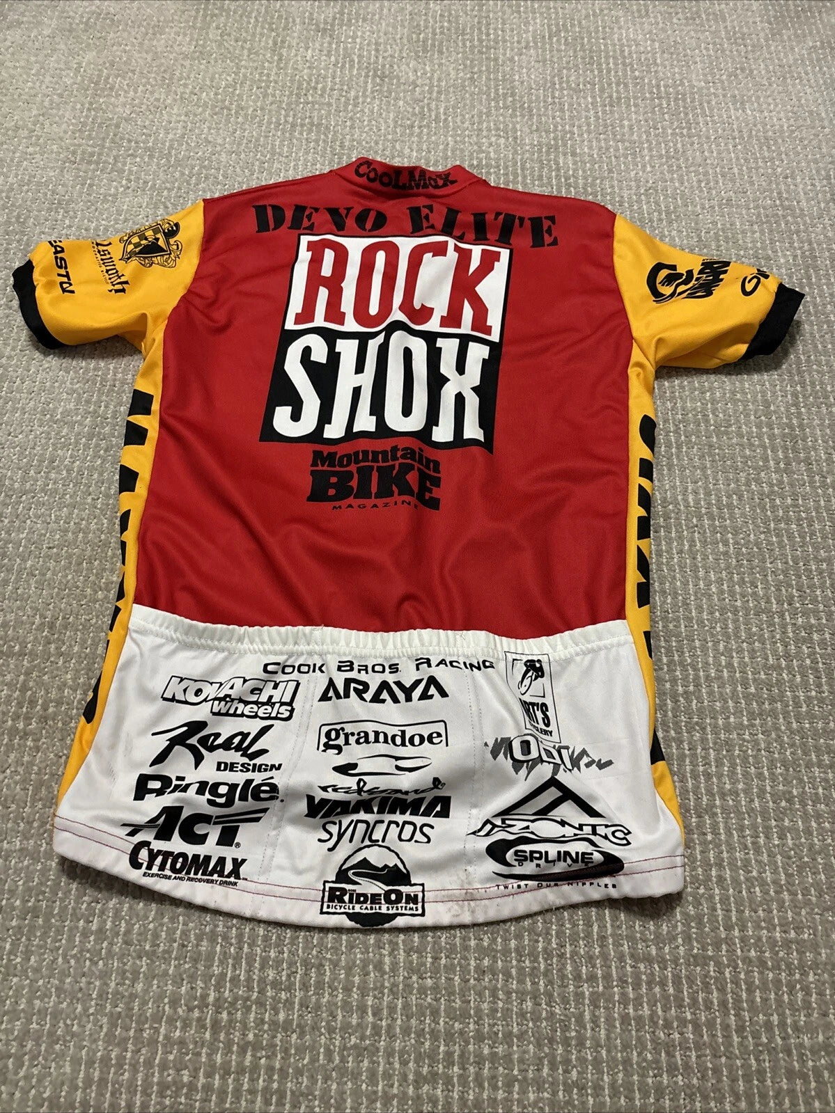 Vintage Rock Shox Grip Shift Mountain Bike Jersey Cook Bros Maxxis L Large