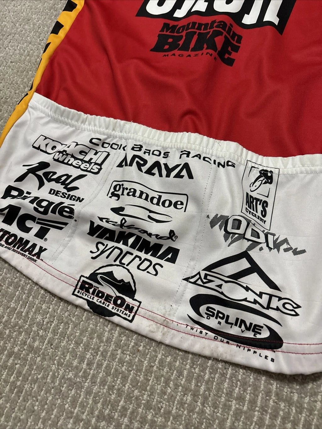 Vintage Rock Shox Grip Shift Mountain Bike Jersey Cook Bros Maxxis L Large