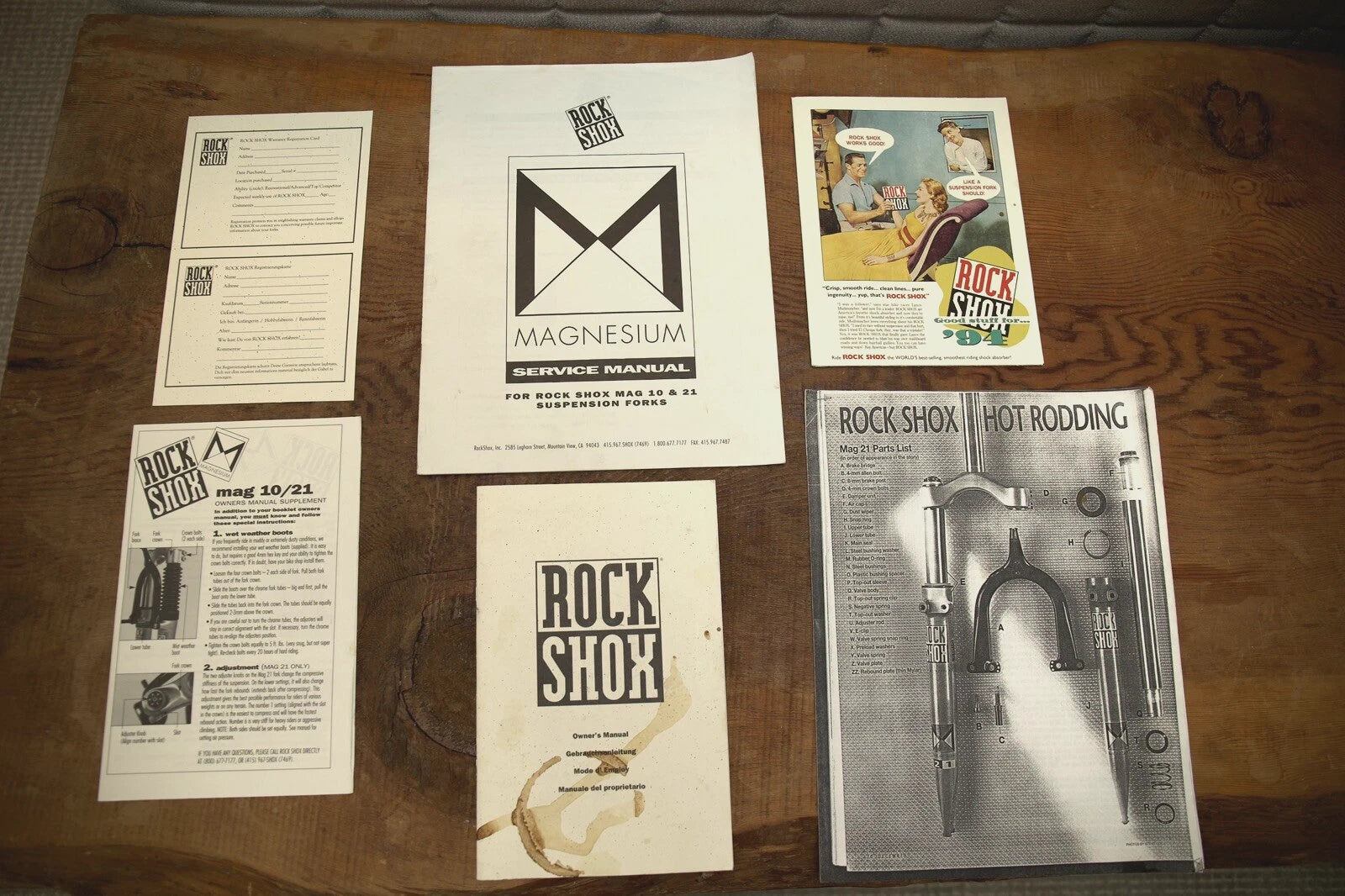 Vintage Rock Shox Mag 10 & 21 Manual Mountain Bike Memorabilia Brochures