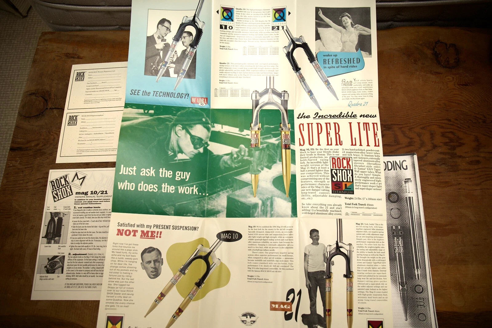 Vintage Rock Shox Mag 10 & 21 Manual Mountain Bike Memorabilia Brochures