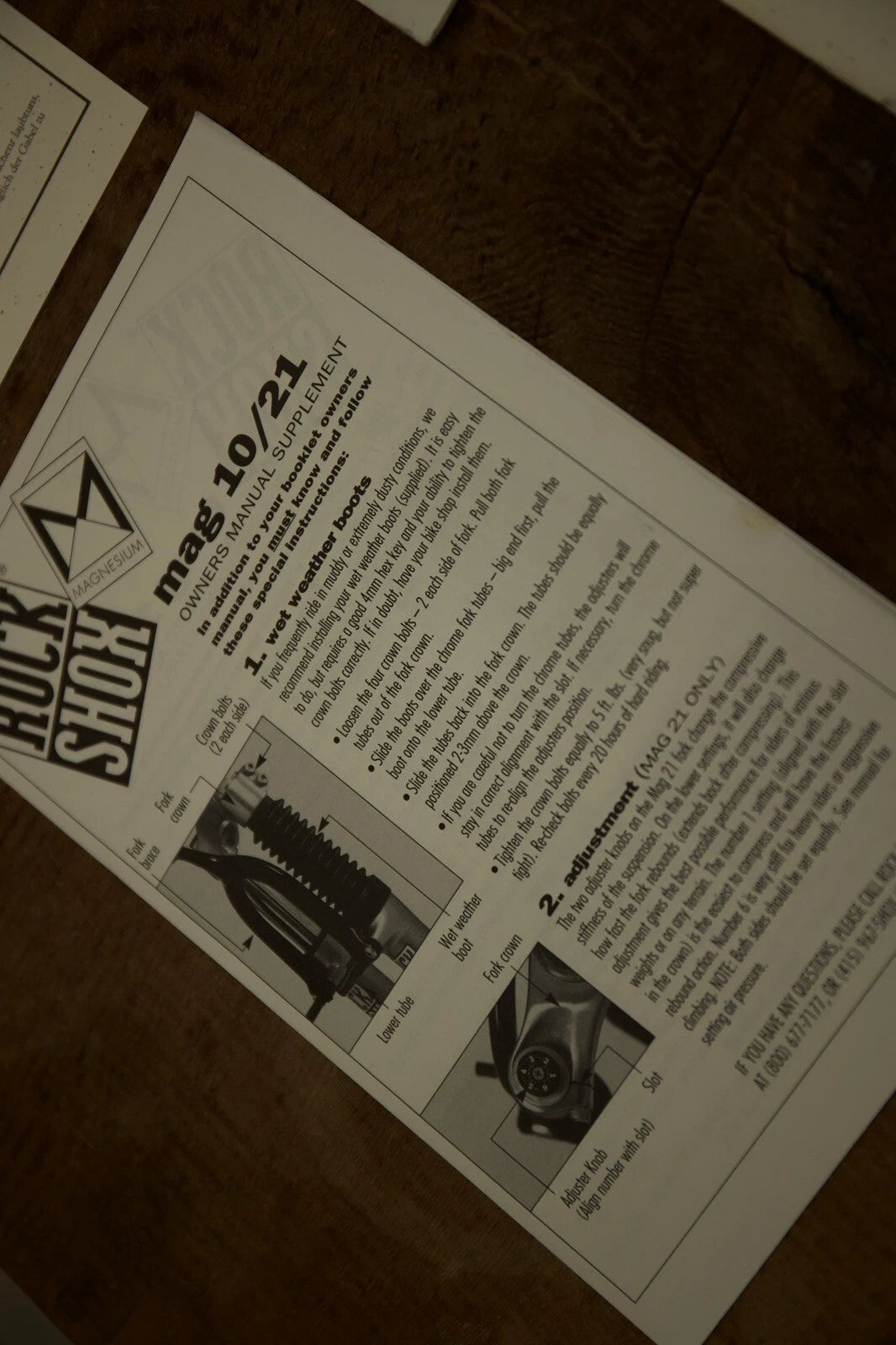 Vintage Rock Shox Mag 10 & 21 Manual Mountain Bike Memorabilia Brochures